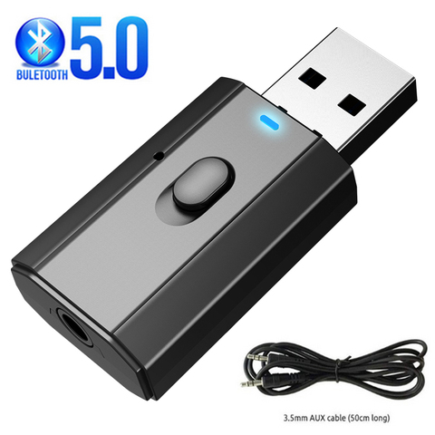 5.0 Bluetooth adaptateur USB sans fil Bluetooth émetteur récepteur musique Audio pour PC TV voiture mains libres 3.5mm AUX Adaptador ► Photo 1/6