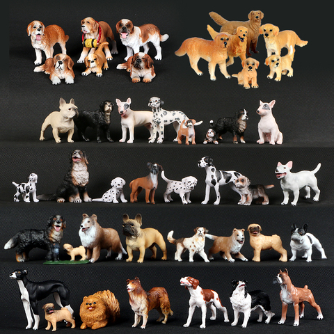 Récupérateur de Simulation en plastique, Bull Terrier Collie, modèle d'animaux de la famille Saint Bernard, jouets à collectionner pour enfants ► Photo 1/6