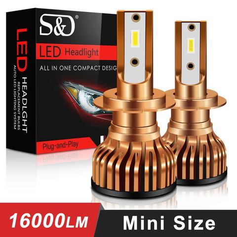 Mini phare led pour voiture, feux de croisement et de route, H7, H11, H4, H1, 9005, 9006, HB3, HB4, H13, 9004, 9007, 16000LM, 6500K, Turbo ► Photo 1/6