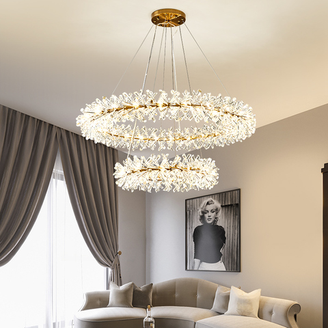 Nordique luxe grand lustre en cristal 40 60 80cm anneau lustre salon décoration chambre luminaires Carlota éclairage ► Photo 1/6