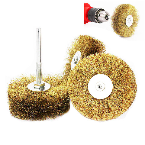 Brosses à roue métallique en laiton, tige de 6mm, brosse de polissage, tasse Dremel outil électrique pour accessoires rotatifs Dremel, 1 pièce ► Photo 1/5