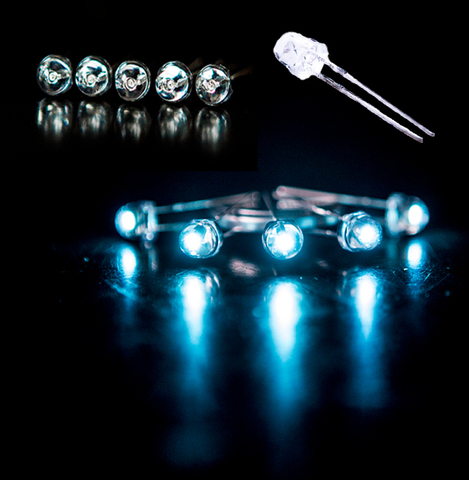 Chapeau de paille bleu glacé 100 pièces, bleu clair Ultra lumineux, Indication de lampe LED F5 mm bleu clair diode led ► Photo 1/1