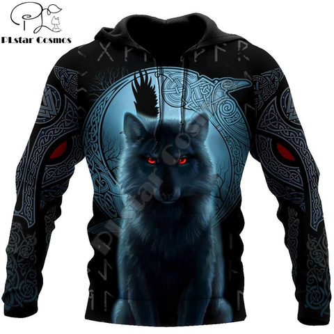 Fenrir – sweat à capuche de luxe imprimé en 3D, style Viking, loup et lune, unisexe, Streetwear, fermeture éclair, pull-over décontracté, veste, survêtement, KJ0268 ► Photo 1/6