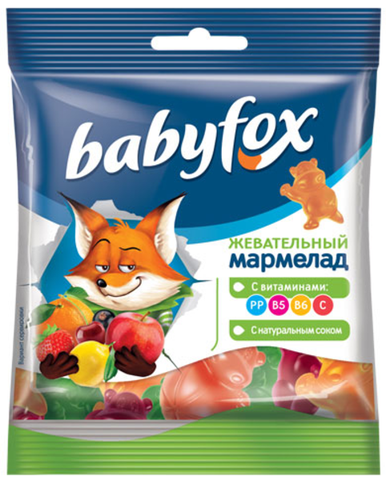 «BabyFox», мармелад жевательный с соком ягод и фруктов, 30 г ► Photo 1/1