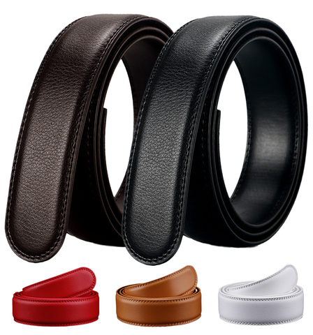 Ceinture en cuir pour hommes, haute qualité, décontractée, à cliquet, noir, marron, rouge, blanc, 44-52 pouces, 2022 ► Photo 1/6