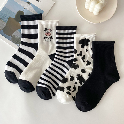 Nouveautés coton femmes chaussette belle Harajuku dessin animé Animal imprimé Style japonais chaussettes rayé respirant décontracté Calcetines ► Photo 1/6