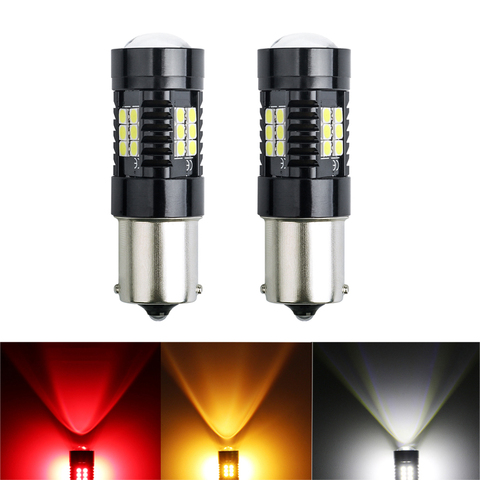 Ampoule de voiture Led 1156 BA15S P21W BAU15S PY21W BAY15D 1157 P21/5W Canbus sans erreur 3030 21SMD, lampe de recul automatique 12V-24V 2 pièces ► Photo 1/6