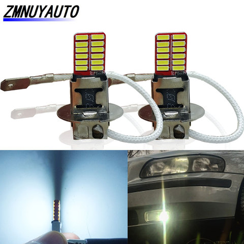 Lumière anti-brouillard avant pour voiture, lumière anti-brouillard avant pour voiture, H1 H3 ampoule Led, lumière blanche Super brillante, 24 4014SMD, 12V, 2 pièces ► Photo 1/6