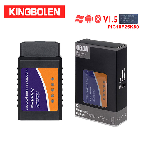 Kingbolen ELM327 Bluetooth V1.5 PIC18f25k80 Puce De Diagnostic Scanner Prend En Charge J1850 Protocoles elm 327 V1.5 pour OBDII véhicules ► Photo 1/6