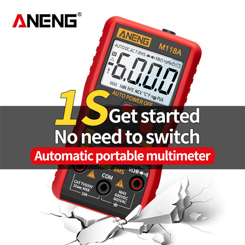 ANENG – Mini multimètre numérique M118A, 6000 points, Auto Mmultimetro True Rms, compteur de transistor avec NCV, support de données, lampe de poche ► Photo 1/6