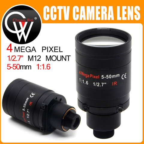 Objectif Varifocal 4MP/5MP 5-50mm M12, CCTV longue Distance, 4/1/2 pouces, mise au point manuelle et Zoom pour caméra HD IP/AHD ► Photo 1/6