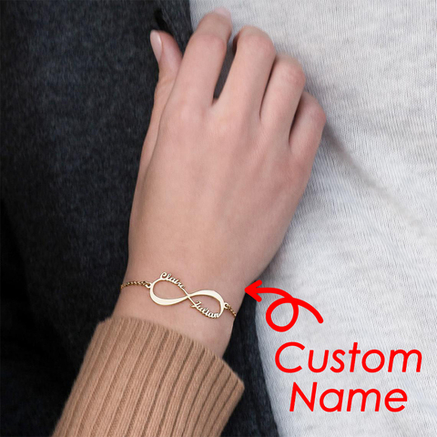 EManco – Bracelet personnalisé avec 4 noms pour femmes, lettres en or, bijoux en acier inoxydable 316L, Support cadeau, livraison directe ► Photo 1/5