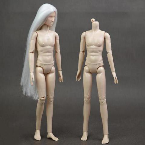 Poupée masculine nue à 20 articulations, corps Flexible, garçon BJD, Prince Long, cheveux blancs et noirs, petit ami, bricolage, 31cm, 1/6 ► Photo 1/6