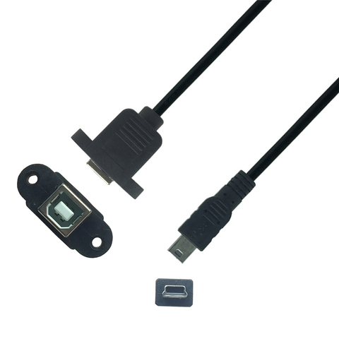 Câble Mini USB 2.0 mâle vers USB 2.0 Type B 30cm 50cm avec trou de montage sur panneau, Mini câble USB 5 broches ► Photo 1/2