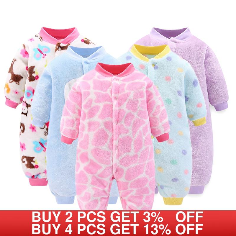 Nouveau-né bébé vêtements printemps automne bébé ensemble mignon infantile filles vêtements combinaison pour garçons doux flanelle chaud nouveau-né barboteuses 0-18M ► Photo 1/6