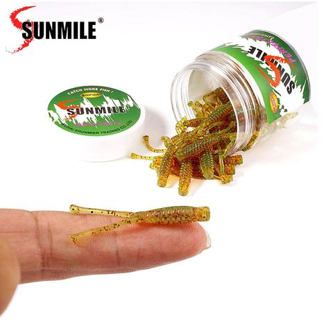 SUNMILE ver appâts artificiels 40mm/0.35g 30 pcs/Lot pêche appâts souples pêche de roche Wobblers Leurre Souple Leurre perche truite leurres ► Photo 1/6