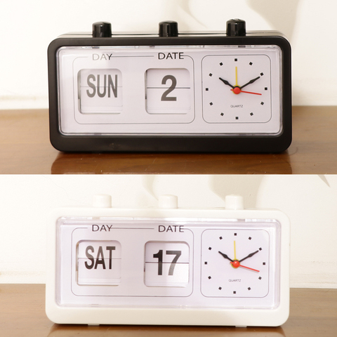 Horloge de Table rétro à bascule automatique, calendrier avec affichage de la Date et du jour ► Photo 1/6