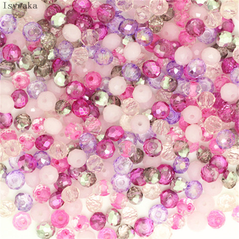 Isywaka rose multicolore 4*6mm 50pcs Rondelle autriche facettes cristal perles de verre entretoise en vrac perles rondes pour la fabrication de bijoux ► Photo 1/6