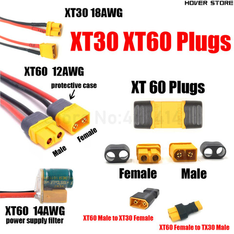 2 pièces en laiton TX30 TX60 prises mâles et femelles 12AWG, 18awg, fil de silicium rouge, noir pour contrôleur de vol RC, batterie Lipo ► Photo 1/6