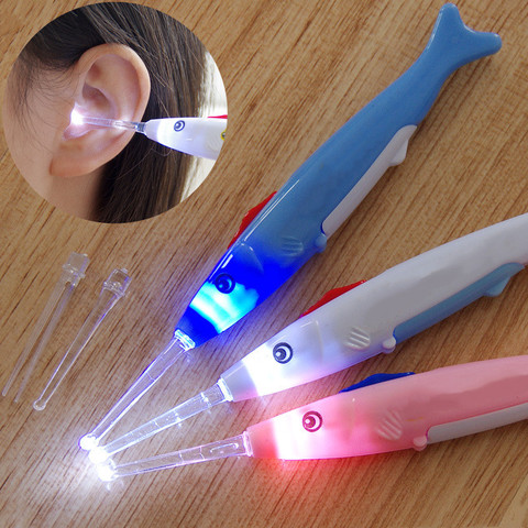 Culot d'oreilles pour enfants, nettoyeur de cuillère et de cérumen, nettoyage lumineux, outils de soins auriculaires lumière LED, 1 pièce ► Photo 1/6