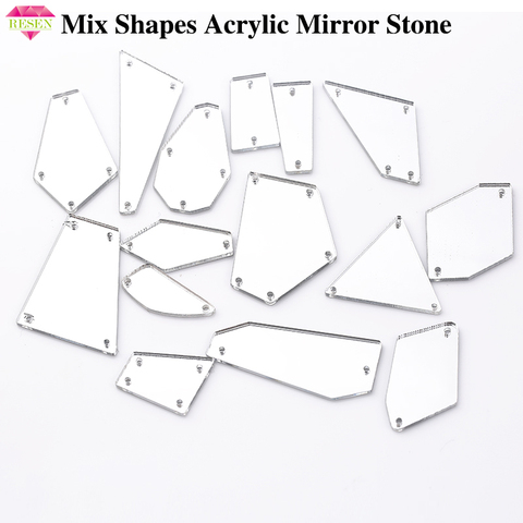 RESEN – miroir acrylique en plastique, formes mixtes, couture sur strass avec trous, cristal acrylique à dos plat, pierre à coudre pour Costume de scène ► Photo 1/6