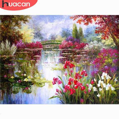 HUACAN plein carré diamant peinture paysage 5D bricolage rond diamant mosaïque fleurs photo de strass broderie décor maison ► Photo 1/6