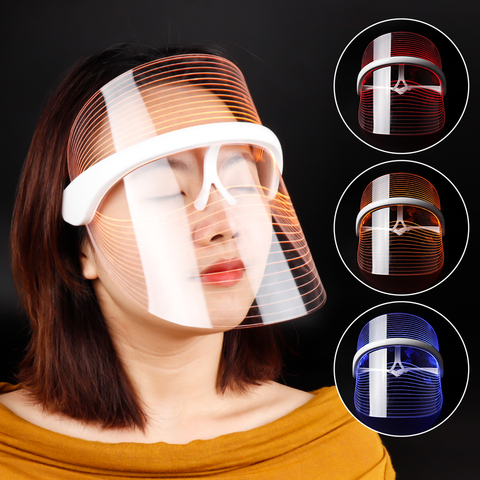 Masque de thérapie par la lumière anti-acné, anti-âge, LED 3 couleurs, instrument pour éliminer les rides, resserre la peau, traitement par photons, spa esthétique ► Photo 1/6