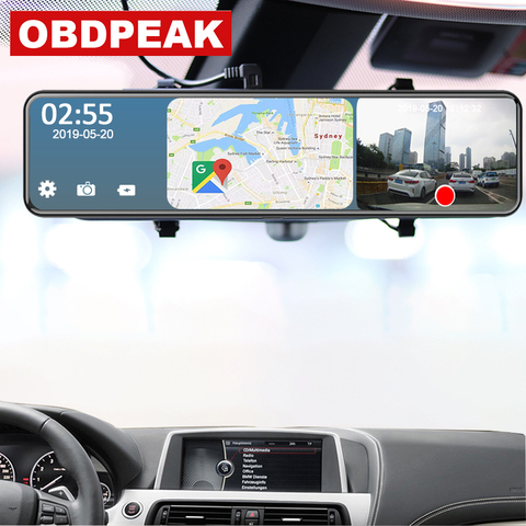 Android 4G 12 pouces voiture rétroviseur flux médias tableau de bord Cam double 1080P caméra voiture Dvr ADAS Super nuit GPS Navigation registraire ► Photo 1/6