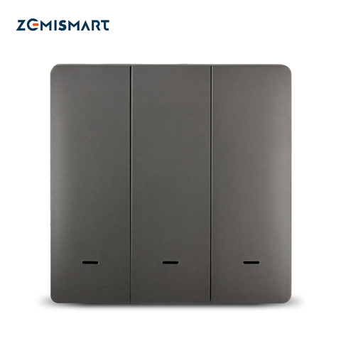 Zemimart WiFi interrupteur d'éclairage 1 2 3 Gangs interrupteur physique avec bouton-poussoir fonctionne avec Tuya App Alexa Google Home commande vocale gris ► Photo 1/6