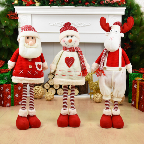 Rétractable père noël bonhomme de neige Elk jouets grande taille poupées de noël Figurines de noël cadeau de noël pour enfant rouge noël arbre ornement ► Photo 1/5