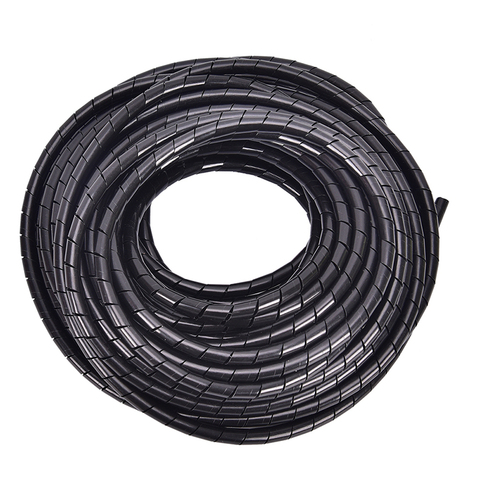 6mm extérieur Dia 17M PE gaine Tube spirale gamme Cache câble cordon fil organisateur PC TV noir ► Photo 1/5