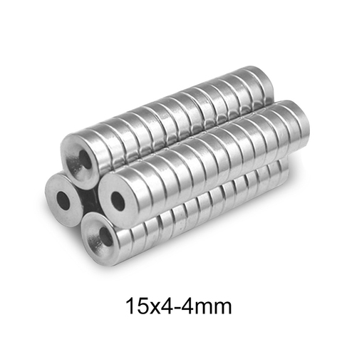 Aimant surpuissant N35 rond en néodyme à base de terres rares, 5 à 100 pièces, 15x4mm, trou de 15x4mm, 4mm, 15x4mm ► Photo 1/6