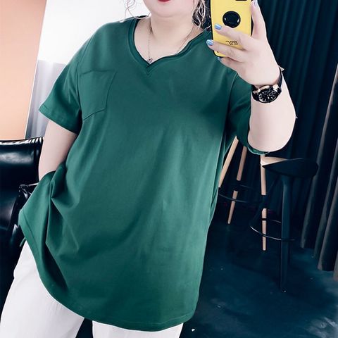 T-shirt manches courtes col en V Femme, estival et décontracté, grande taille 10xl, 150KG ► Photo 1/6