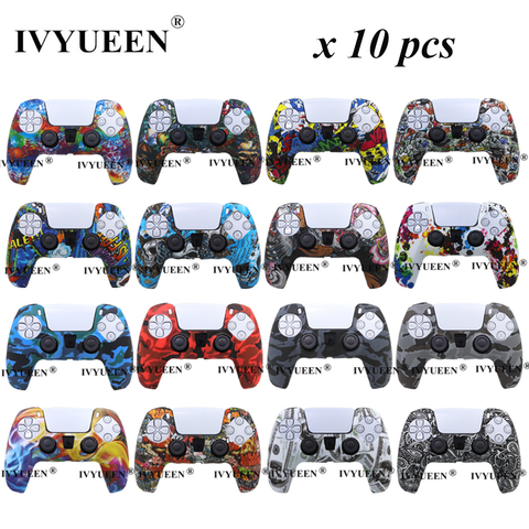 IVYUEEN – lot de 10 coques en Silicone pour manette de jeu DualSense, avec impression par transfert d'eau, pour PlayStation5 PS5 étui de protection ► Photo 1/6