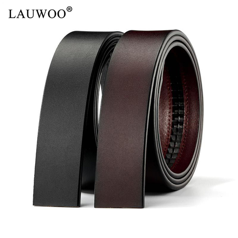 LAUWOO-ceinture de marque en cuir véritable, sans boucle, ceinture 100% en cuir de vache pur, pour hommes, de bonne qualité ► Photo 1/6
