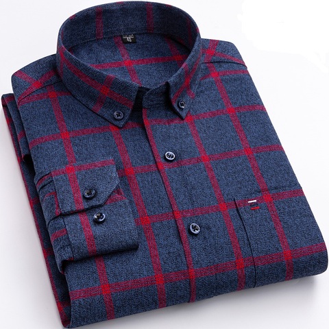 7xl 6xl 5xl hommes chemise à manches longues 100% coton haute qualité Plaid mode tenue décontractée affaires hommes chemises marque grande taille SH010 ► Photo 1/6