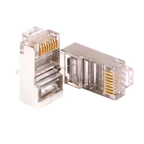 10/20/50 pièces Cat6 Crystal RJ45 prise modulaire Rj-45 adaptateur de connecteur de câble réseau avec bouclier métallique pour TV/TV Box/routeur/ADSL ► Photo 1/6