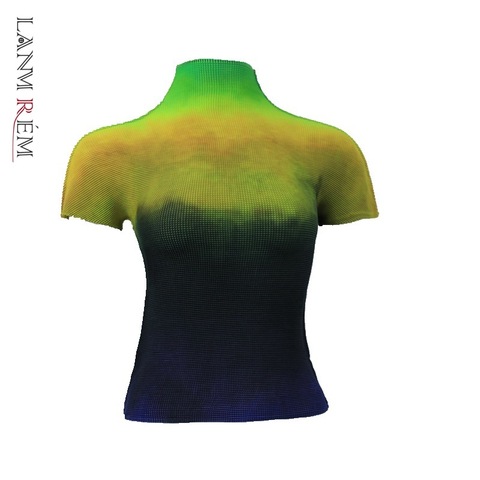 LANMREM – t-shirt manches courtes en tissu élastique fin pour femme, haut décontracté et assorti, de haute qualité, YJ780, nouvelle collection été 2022 ► Photo 1/6