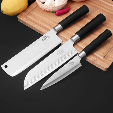 Ensemble de couteaux de cuisine en acier inoxydable Santoku Nakiri utilitaire couteau de cuisine lame tranchante japon ensemble de couteaux cuisine outils de cuisine vente ► Photo 1/6