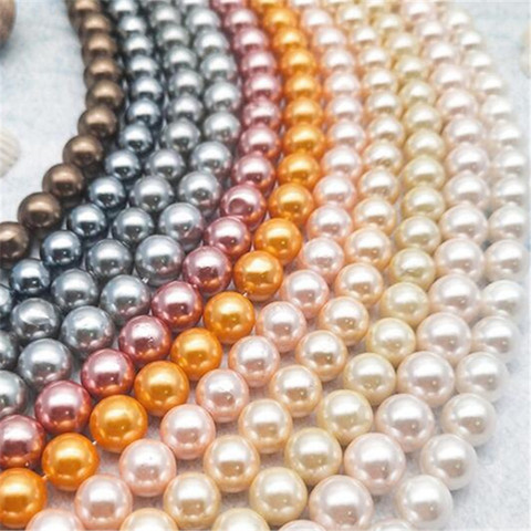 Gros naturel coquille de mer perle perles rondes vraies coquilles pour la fabrication de bijoux collier faisant bracelet à bricoler soi-même bijoux 4-12mm V1 ► Photo 1/6