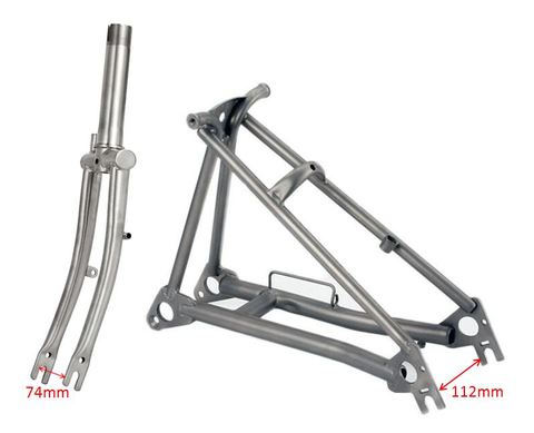 Fourche de vélo pliable en titane Brompton, cadre triangulaire, 1 et 1/8 pouces, léger, 16 pouces, taille d'origine ► Photo 1/6