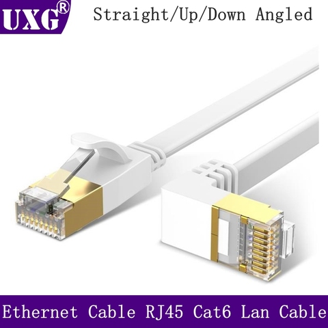 Câble Ethernet plat 90 degrés RJ45 Cat6 Lan, cordon de raccordement pour Modem routeur TV panneau de raccordement PC et ordinateur portable ► Photo 1/6