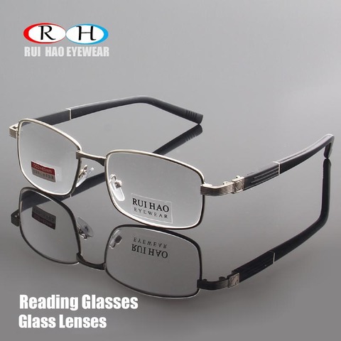 Lunettes de lecture rectangulaires + 1.00 ~ + 4.00, verres en verre, presbytes, unisexes ► Photo 1/6