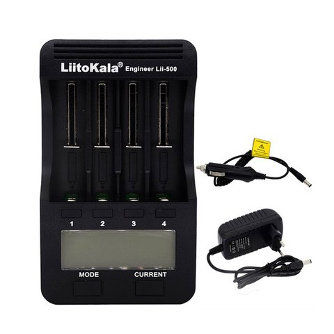 Liitokala Lii-500 18650 LCD chargeur d'affichage 26650 21700 14500 10440 4 fentes NiMH li-ion chargeur de batterie intelligent avec adaptateur ► Photo 1/6