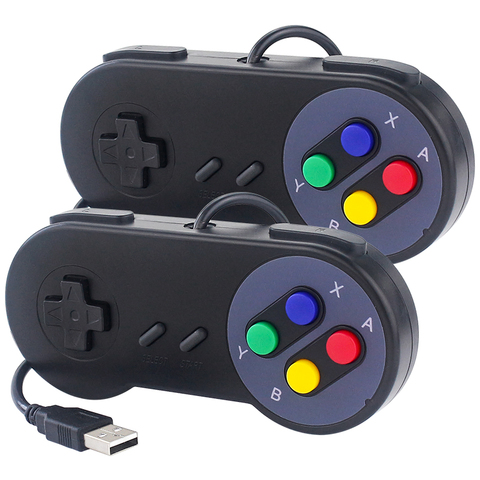 Manette de jeu filaire USB rétro, noire et grise, pour ordinateur portable Windows, NESPi4, Raspberry Pi 4 ► Photo 1/6