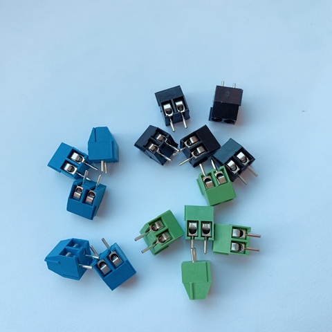 Connecteur de borne à vis à pas de kf-350 3.5mm, 20 pièces, 2p, borne PCB KF 350 à jambe droite, en cuivre, vert, bleu, noir ► Photo 1/6