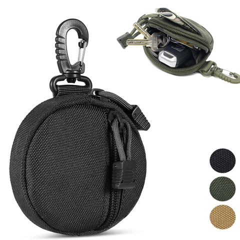 Portefeuille tactique rond 1000D, pochette Portable pour pièces de monnaie taille pour la chasse avec Clip, sac pour accessoires d'extérieur EDC ► Photo 1/6