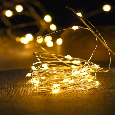 Fée lumières fil de cuivre LED chaîne lumières guirlande de noël intérieur chambre maison mariage nouvel an décoration à piles ► Photo 1/6