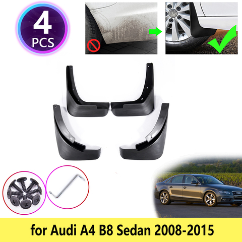 Pour Audi A4 B8 2008 2009 2010 2011 2012 2013 2014 2015 Berline Garde-Boue Bavettes Garde-Boue Gardes Anti-éclaboussures Garde-Boue De Voiture Accessoires ► Photo 1/6