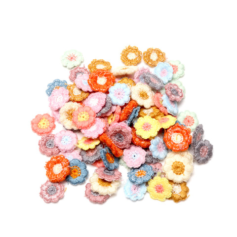 15mm 50 pcs/lot petite fleur patchs point à la main sur applique pour vêtements brodés pour vêtements bricolage motif rayures vêtements MZ460 ► Photo 1/6